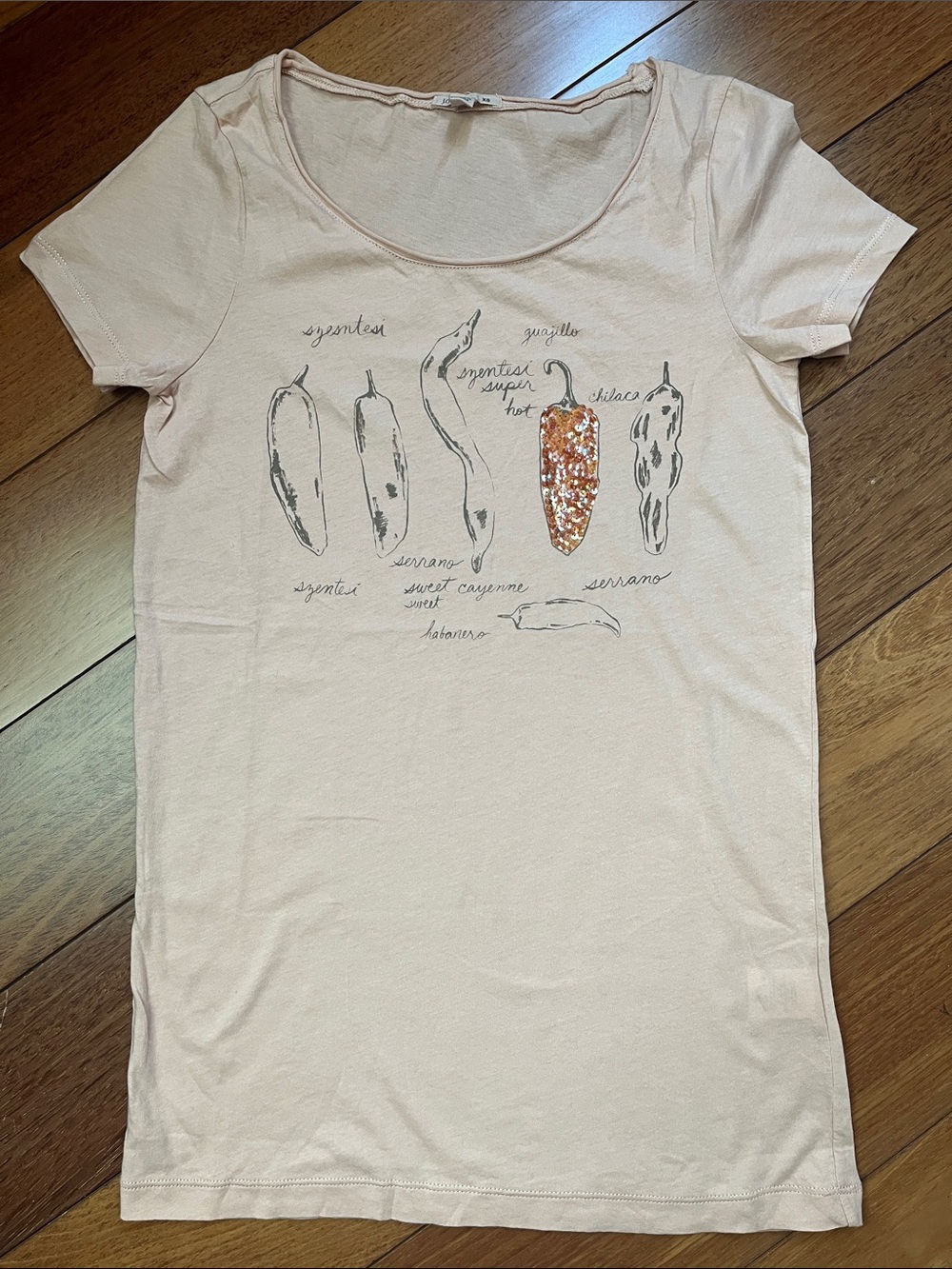 NWOT Y2K J. Crew Sequin Chili Pepper Graphic Tee